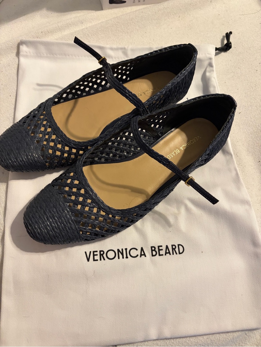 Veronica Beard Ellie Raffia Mary Jane Flats